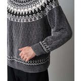 【洗える】モール求心柄クルーネックニット | a.v.v【MEN】 | 詳細画像31 