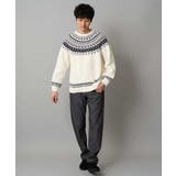 【洗える】モール求心柄クルーネックニット | a.v.v【MEN】 | 詳細画像5 