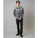 【洗える】モール求心柄クルーネックニット | a.v.v【MEN】 | 詳細画像7 