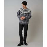 【洗える】モール求心柄クルーネックニット | a.v.v【MEN】 | 詳細画像8 