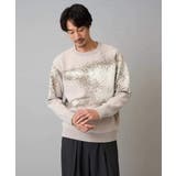 ベージュ系 | 【洗濯機で洗える】モールジャカードボカシ柄ニット | a.v.v【MEN】