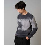 グレー系 | 【洗濯機で洗える】モールジャカードボカシ柄ニット | a.v.v【MEN】