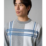 【洗濯機で洗える】チェックジャカードクルーネックニット | a.v.v【MEN】 | 詳細画像11