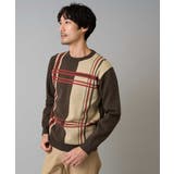 【洗濯機で洗える】チェックジャカードクルーネックニット | a.v.v【MEN】 | 詳細画像3