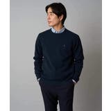 ネイビー | 【洗濯機で洗える】ジャカードクルーネックニット | a.v.v【MEN】