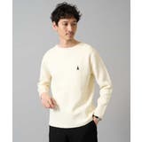 アイボリー | 【洗濯機で洗える】ワンポイント刺繍ボートネックニット | a.v.v【MEN】