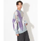 【洗濯機で洗える】スプラッシュ柄クルーネックニット | a.v.v【MEN】 | 詳細画像17 
