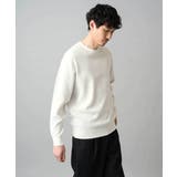 ホワイト | 【洗濯機で洗える】タックメッシュクルーネックニット | a.v.v【MEN】