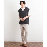 【洗濯機で洗える/2SET】透かし編ニットベスト（レイヤードカットソー付き） | a.v.v【MEN】 | 詳細画像10 
