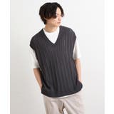 【洗濯機で洗える/2SET】透かし編ニットベスト（レイヤードカットソー付き） | a.v.v【MEN】 | 詳細画像11 