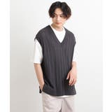【洗濯機で洗える/2SET】透かし編ニットベスト（レイヤードカットソー付き） | a.v.v【MEN】 | 詳細画像12 