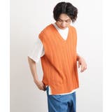 【洗濯機で洗える/2SET】透かし編ニットベスト（レイヤードカットソー付き） | a.v.v【MEN】 | 詳細画像14 