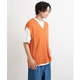 【洗濯機で洗える/2SET】透かし編ニットベスト（レイヤードカットソー付き） | a.v.v【MEN】 | 詳細画像15 