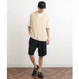 【洗濯機で洗える/2SET】透かし編ニットベスト（レイヤードカットソー付き） | a.v.v【MEN】 | 詳細画像2 