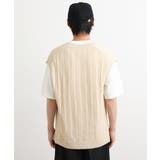 【洗濯機で洗える/2SET】透かし編ニットベスト（レイヤードカットソー付き） | a.v.v【MEN】 | 詳細画像20 