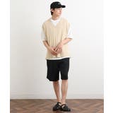 【洗濯機で洗える/2SET】透かし編ニットベスト（レイヤードカットソー付き） | a.v.v【MEN】 | 詳細画像4 