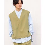 グリーン | 【接触冷感】ワンサイズVネックベスト(セットアップ可) | a.v.v【MEN】
