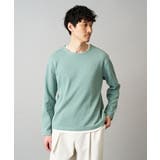 グリーン | 【イージーケア/洗濯機で洗える】畔裏起毛フェイクレイヤードカットソー | a.v.v【MEN】