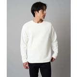 ホワイト | 【洗濯機で洗える】モール幾何ジャカードクルーネックプルオーバー | a.v.v【MEN】