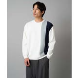 ホワイト | 【イージーケア/洗濯機で洗える】フクレジャカード縦切替プルオーバー | a.v.v【MEN】