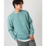 グリーン | 【毛玉になりにくい】幾何柄フクレジャカード クルーネックスウェット | a.v.v【MEN】