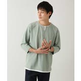 ライトグリーン | 【イージーケア/接触冷感】梨地フェイクレイヤードカットソー | a.v.v【MEN】