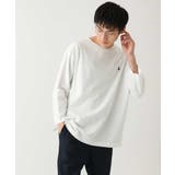 ホワイト | 【接触冷感/毛玉になりにくい】エッフェル塔刺繍ボートネックカットソー | a.v.v【MEN】