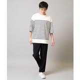 【綿100%】ボーダーワイドシルエット五分袖カットソー | a.v.v【MEN】 | 詳細画像2