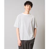 【接触冷感】細ボーダーセミワイドシルエットカットソー | a.v.v【MEN】 | 詳細画像1