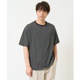 ブラック | 【接触冷感】細ボーダーセミワイドシルエットカットソー | a.v.v【MEN】