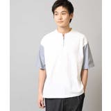 ホワイト | 【マシンウォッシャブル】ハーフジップバックシャン切替カットソー | a.v.v【MEN】