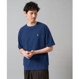 ブルー | 【イージーケア/接触冷感】ライトアゼ半袖Ｔシャツ ワンポイント刺繍 | a.v.v【MEN】