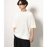 ホワイト | 【接触冷感】ポンチワイドシルエットTシャツ 5分袖 | a.v.v【MEN】