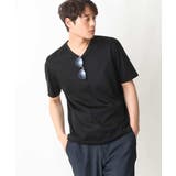 ブラック | シルケットスムースVネックTシャツ | a.v.v【MEN】