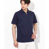 ネイビー | 【接触冷感/ＵＶカット】シルケットスムースポロシャツ | a.v.v【MEN】