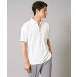 ホワイト | 【接触冷感/ＵＶカット】シルケットスムースポロシャツ | a.v.v【MEN】