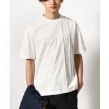 ホワイト | 【接触冷感/綿100%】ピンタックデザインTシャツ(デザテクシリーズ) | a.v.v【MEN】