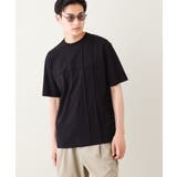 ブラック | 【接触冷感/綿100%】ピンタックデザインTシャツ(デザテクシリーズ) | a.v.v【MEN】