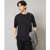 ブラック | 【接触冷感/綿100％】ピンタックデザインTシャツ（デザテクシリーズ） | a.v.v【MEN】