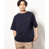 ネイビー | 【接触冷感】エッフェル塔刺繍ボートネックTシャツ | a.v.v【MEN】