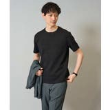 ブラック | 【接触冷感 イージーケア】キカジャカードクルーネックカットソー 通勤 | a.v.v【MEN】