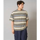 【接触冷感/毛玉になりにくい】マルチボーダーワイドシルエットカットソー | a.v.v【MEN】 | 詳細画像1