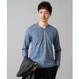 ブルー | 針抜きジャカードＶネックＴシャツ通勤 ビジネス ジャケット | a.v.v【MEN】