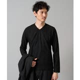 ブラック | 針抜きジャカードＶネックＴシャツ通勤 ビジネス ジャケット | a.v.v【MEN】
