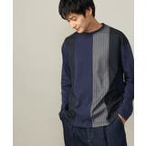 【主役TOPS】ストライプ切替カットソー(デザテクシリーズ） | a.v.v【MEN】 | 詳細画像1 