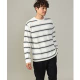 ホワイト | 【着映えロンT】ランダムボーダーセミワイドシルエットロングTシャツ | a.v.v【MEN】