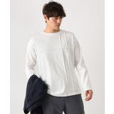 ホワイト | 【ジャケイン可】ピンタックセミワイドシルエット クルーネックTシャツ | a.v.v【MEN】