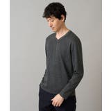 ブラック | グレンチェックジャカードVネックTシャツ 通勤 ビジネス | a.v.v【MEN】