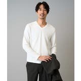 ホワイト | 千鳥ジャカードVネックTシャツ 通勤 ビジネス | a.v.v【MEN】