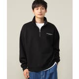 ブラック | 【ユニセックス】ハーフジップワイドシルエットプルオーバー | a.v.v【MEN】
